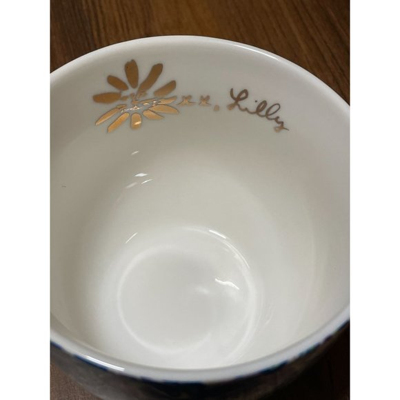 Lilly Pulitzer Blue Floral Coffee Cup Hidden Kitty Cat Print Tea Drinkware - Picture 5 of 9